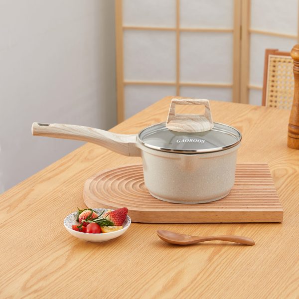 16cm non stick milk pot, Ceramic Coating, BPA Free，Baby Food Cooking Pot 、 breakfast pot，Sauce pot, small soup pot, suitable for all stoves