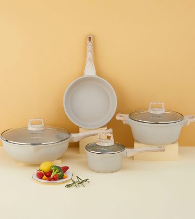 7pcs Non stick cookware set,ceramic coated kawali,frying pan,sauce pan,soup pot,wok,Suitable All Stoves