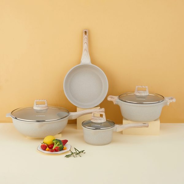 7pcs Non stick cookware set,ceramic coated kawali,frying pan,sauce pan,soup pot,wok,Suitable All Stoves
