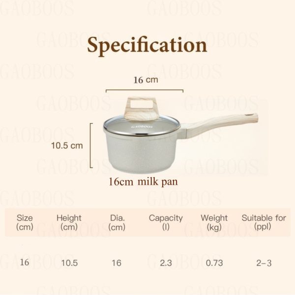 16cm non stick milk pot, Ceramic Coating, BPA Free，Baby Food Cooking Pot 、 breakfast pot，Sauce pot, small soup pot, suitable for all stoves - Image 8