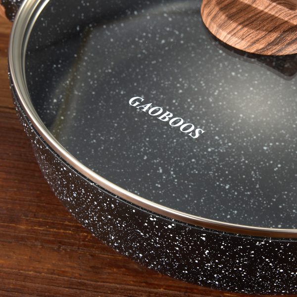 28cm Black color with white dots non stick soup pot,With Lid ,Suitable all stoves - Image 2