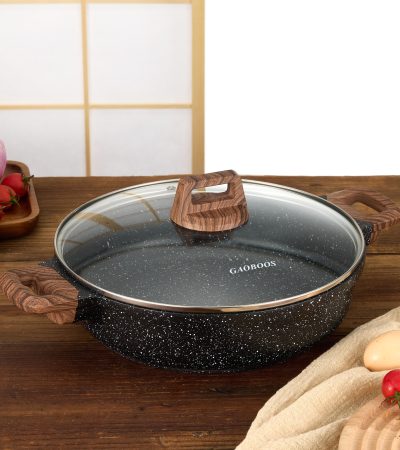 28cm Black color with white dots non stick soup pot,With Lid ,Suitable all stoves